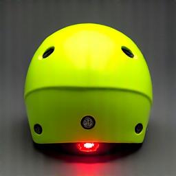 High-visibility touring helmet in neon yellow with integrated rear LED light.